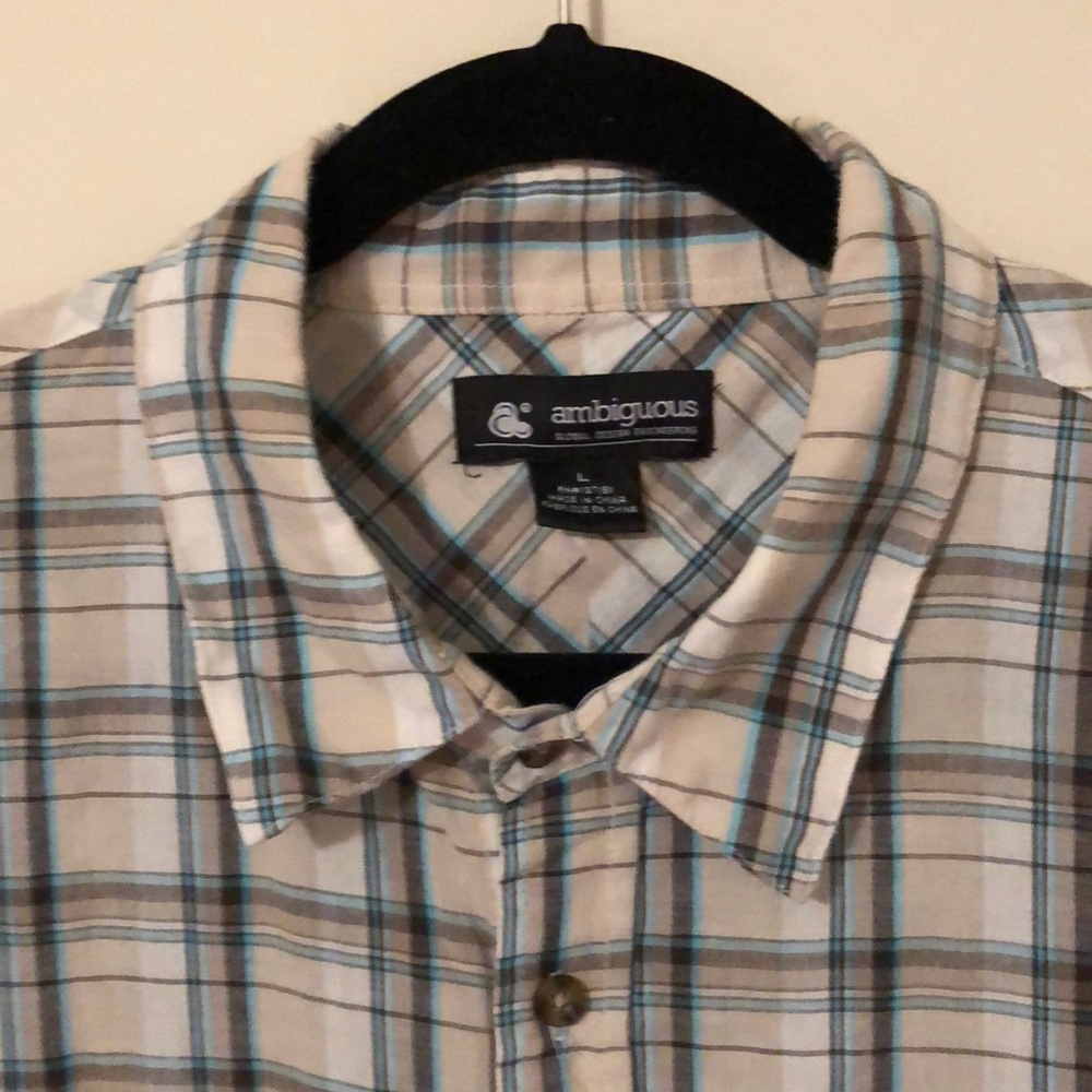 Men’s Ambiguous Plaid Button Down Shirt Size Large - Picture 2 of 2